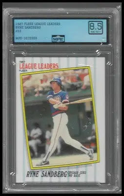 1987 Fleer League Leaders #39 Ryne Sandberg MPE 8.5 - Baseball Card Single