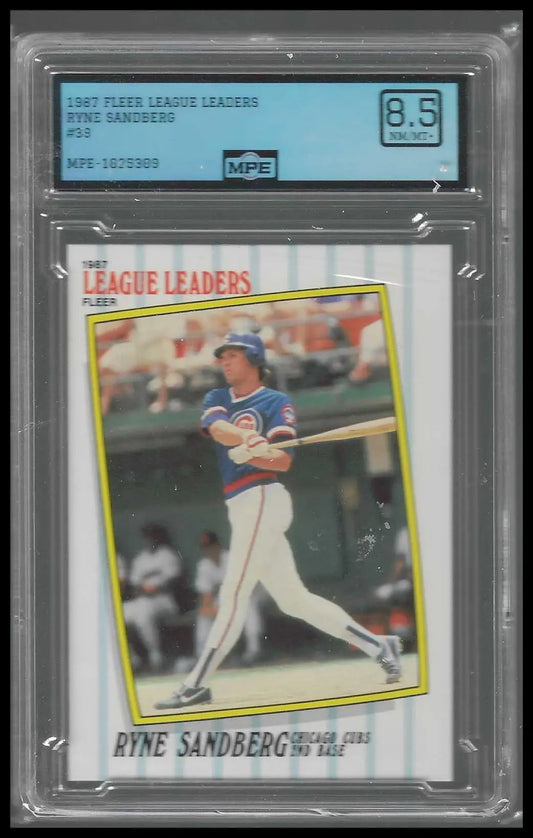 1987 Fleer League Leaders #39 Ryne Sandberg MPE 8.5 - Baseball Card Single