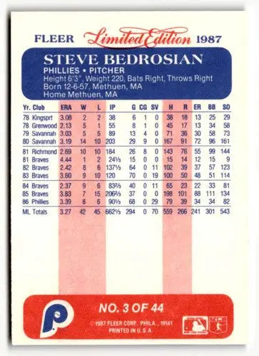 1987 Fleer Limited Edition #3 Steve Bedrosian NM ID:48783 - Baseball Card Single