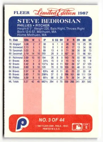 1987 Fleer Limited Edition #3 Steve Bedrosian NM ID:48862 - Baseball Card Single