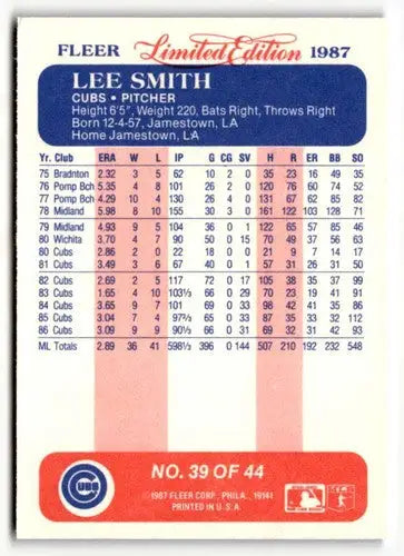 1987 Fleer Limited Edition #39 Lee Smith EX/NM ID:48779 - Baseball Card Single
