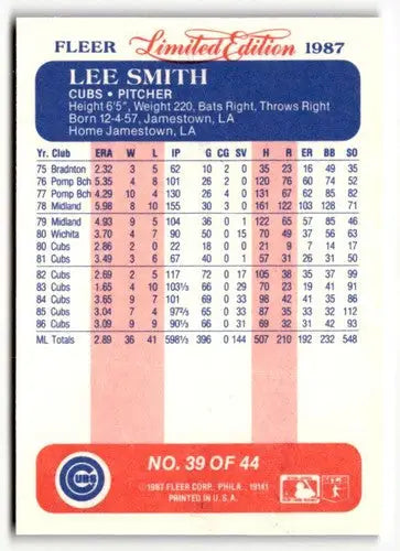 1987 Fleer Limited Edition #39 Lee Smith NM ID:48870 - Baseball Card Single