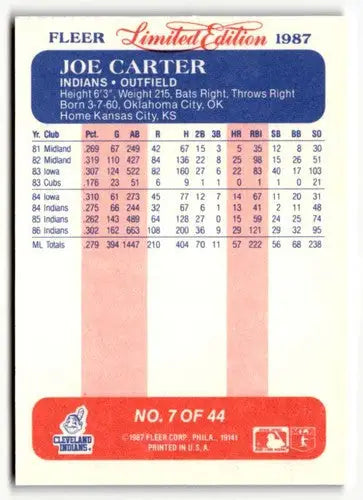 1987 Fleer Limited Edition #7 Joe Carter EX/NM ID:48836 - Baseball Card Single