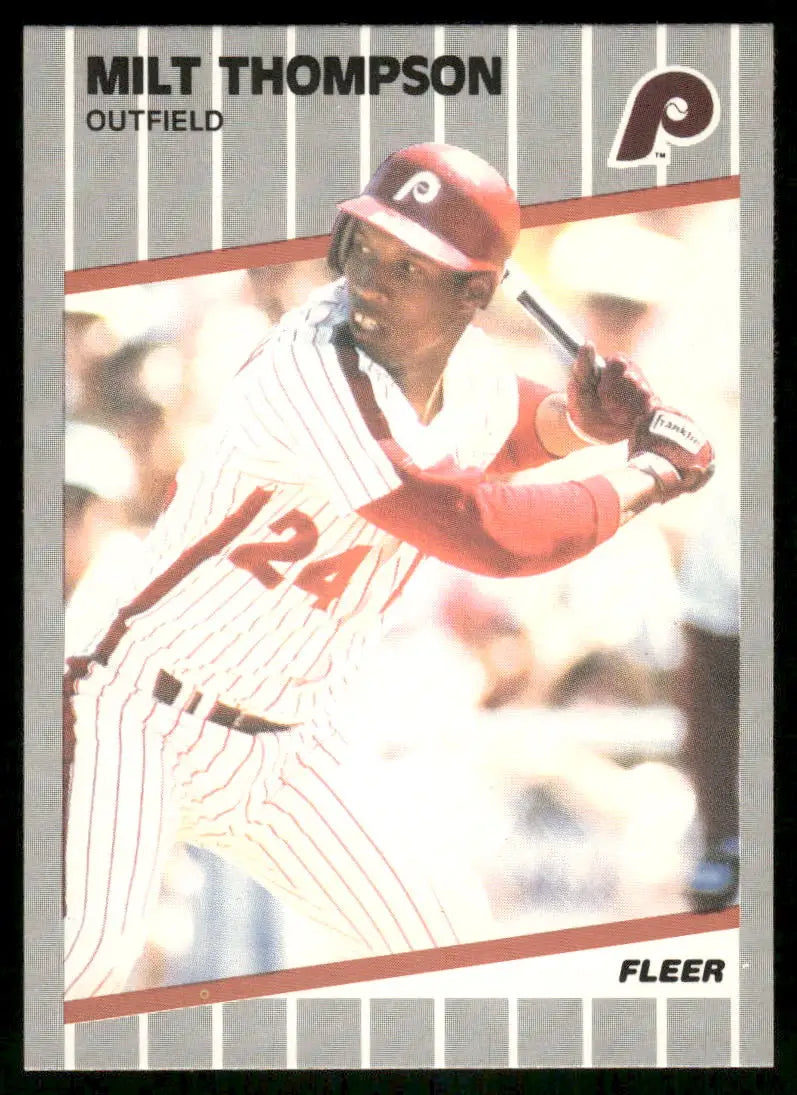 Vintage Fleer Milt Thompson baseball card featuring Milt Thompson in Phillies uniform