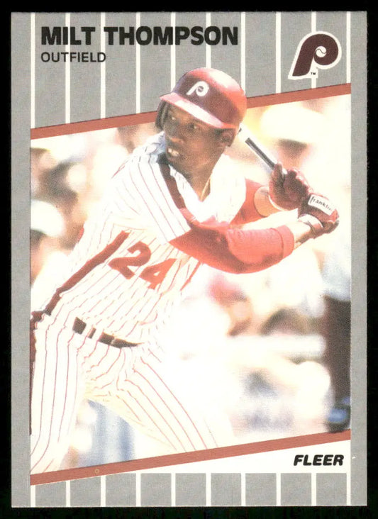 Vintage Fleer Milt Thompson baseball card featuring Milt Thompson in Phillies uniform