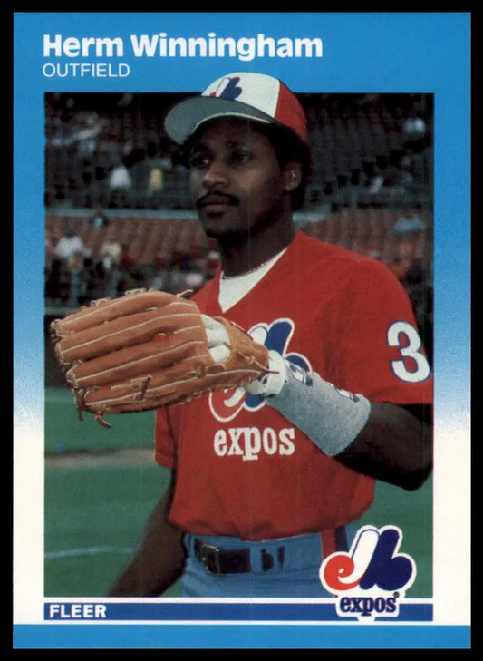1987 Fleer Update Herm Winningham U-130 Montreal Expos NM - Baseball Card Single