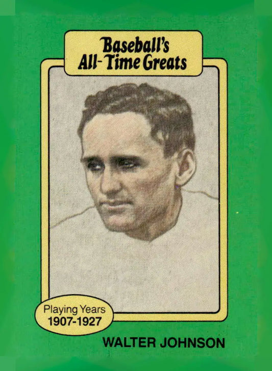 Vintage baseball card of Walter Johnson from 1987 Hygrade All-Time Greats NNO Walter Johnson