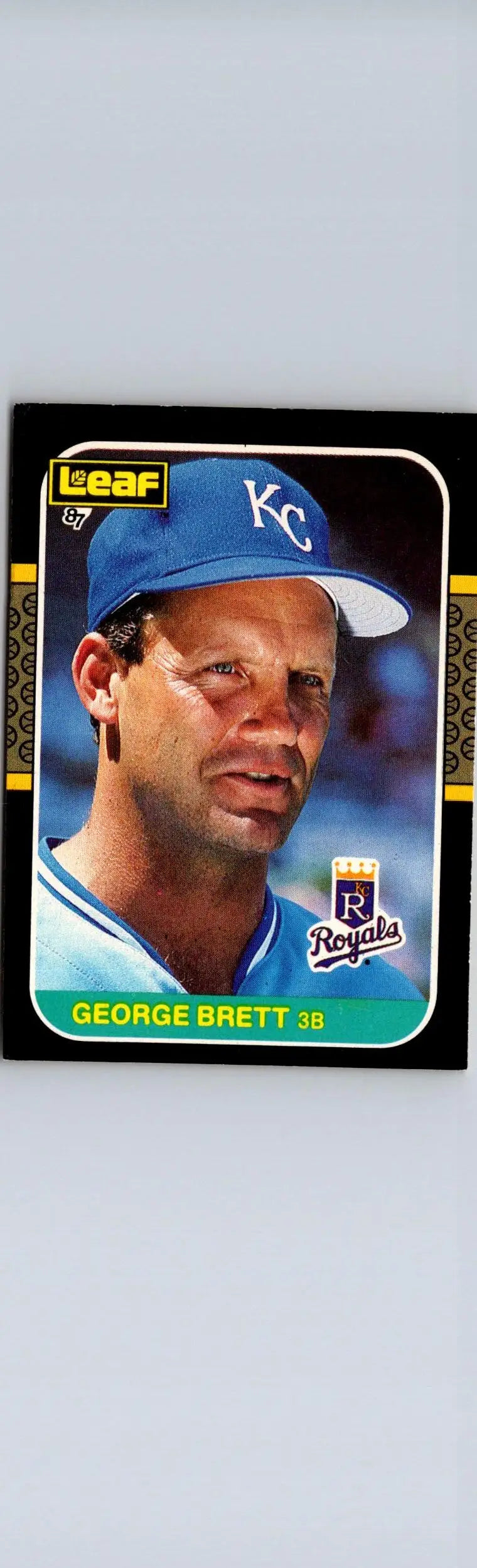 Vintage 1989 Leaf George Brett baseball card featuring Kansas City Royals third baseman
