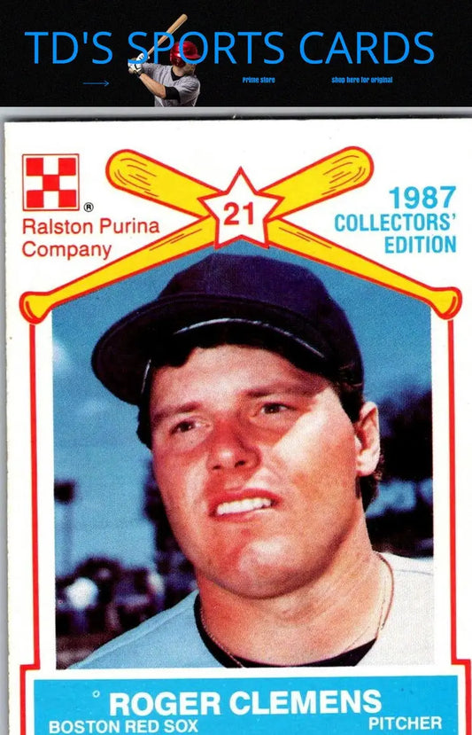 Roger Clemens baseball card from 1987 Ralston Purina product display