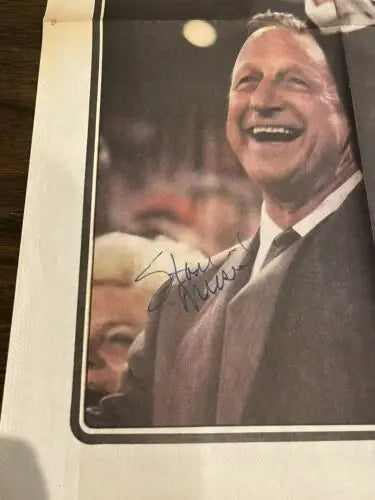 Autographed photograph of Cardinals Stan Musial, featured in 1987 St. Louis newspaper
