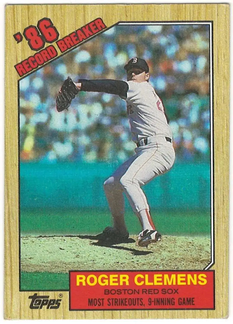 1987 Topps #1 Roger Clemens EX Excellent Boston Red Sox Baseball Card - Baseball Card Single