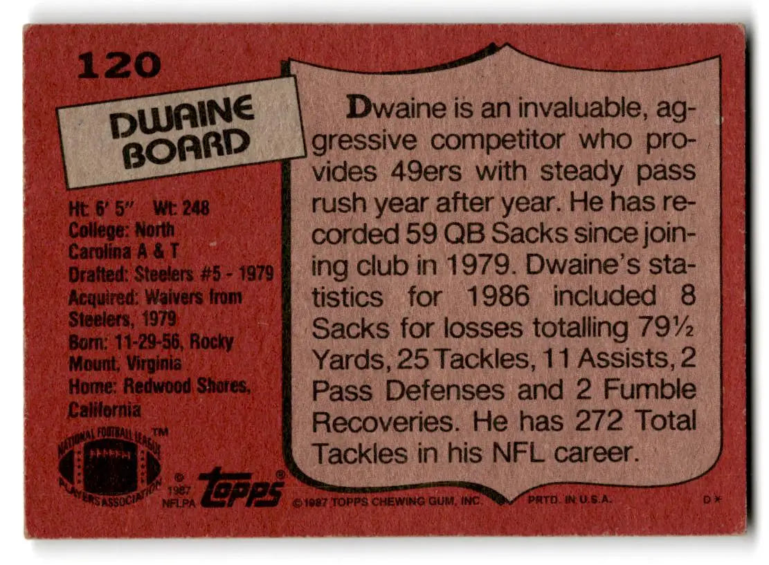 1987 Topps #120b Dwaine Board - Trading Cards