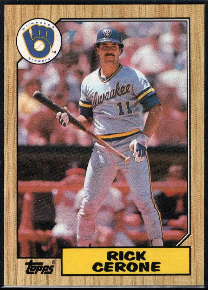 1987 Topps #129 Rick Cerone EX Excellent Milwaukee Brewers Baseball Card - Baseball Card Single