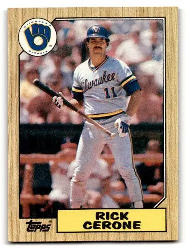 Original gloss Rick Cerone Milwaukee Brewers baseball card from 1987 Topps #129