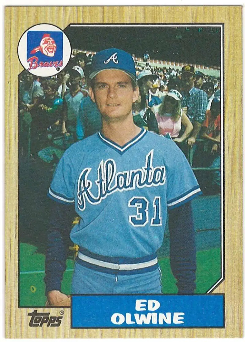 1987 Topps #159 Ed Olwine EX Excellent RC Rookie Atlanta Braves Baseball Card - Baseball Card Single