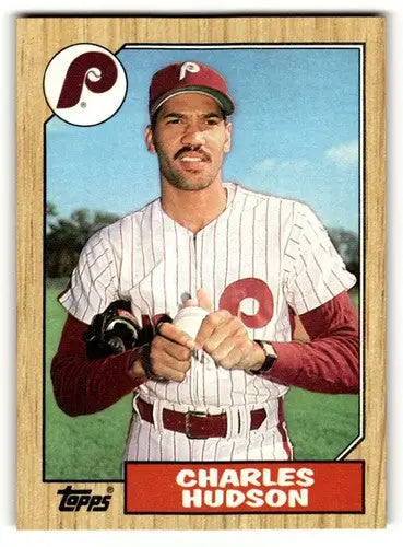 Charles Hudson baseball card with original gloss from 1987 Topps Philadelphia Phillies