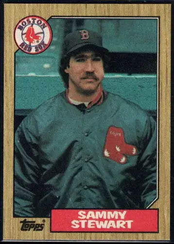 Original gloss 1986 Topps Sammy Stewart baseball card featuring Red Sox player