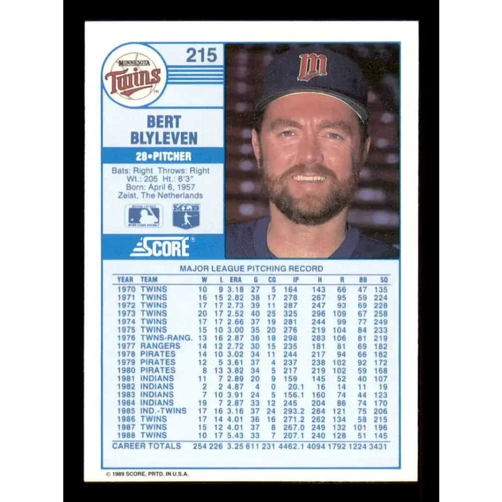 1987 Topps #25 Bert Blyleven EX Excellent Minnesota Twins Baseball Card - Baseball Card Single