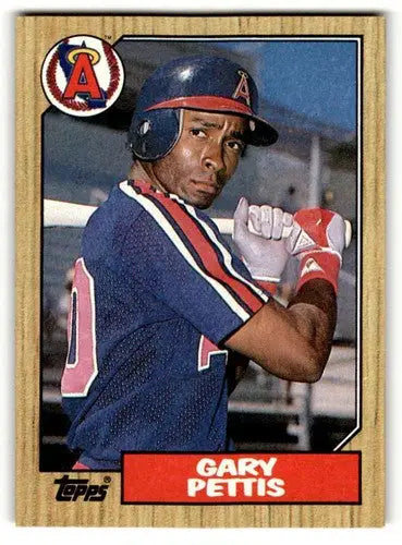 Gary Pettis California Angels baseball card from 1987 Topps series