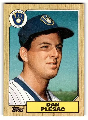 Original gloss Dan Plesac Milwaukee Brewers baseball card from 1987 Topps #279