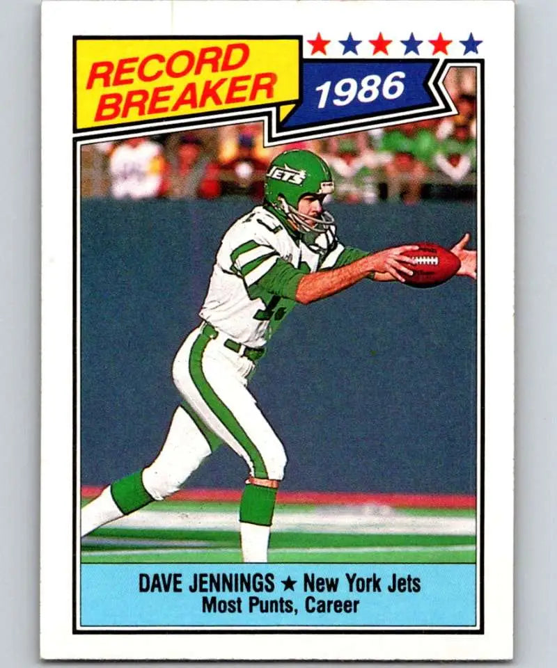 1987 Topps #3 Dave Jennings EX Excellent New York Jets Football Card - Football Card Single