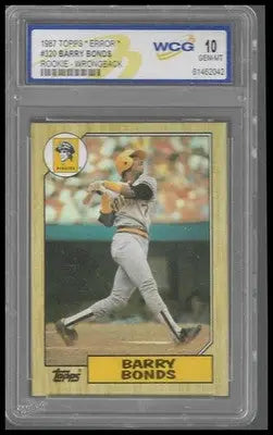 1987 Topps #320 Barry Bonds Rookie *WRONG BACK* WCG GEM-MT 10 - Baseball Card Single