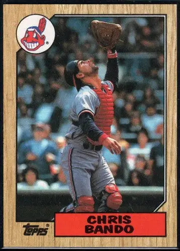 Vintage 1987 Topps Chris Bando NM-MT baseball card with original gloss in catcher’s gear
