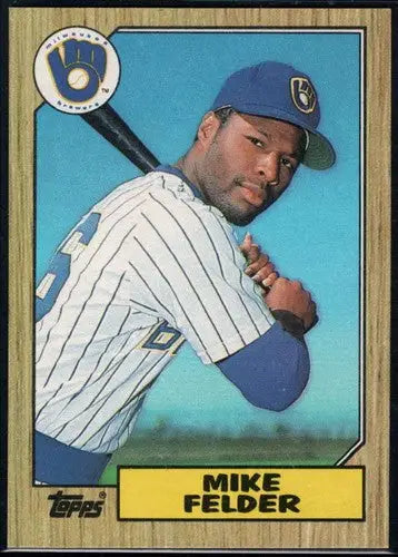 1980s Topps baseball card of Mike Felder in Brewers uniform with original gloss NM-MT