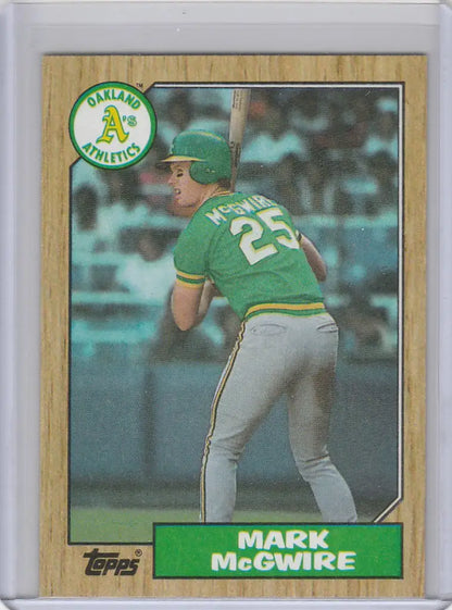 Baseball card of Mark McGwire with jersey number 25 for Oakland Athletics