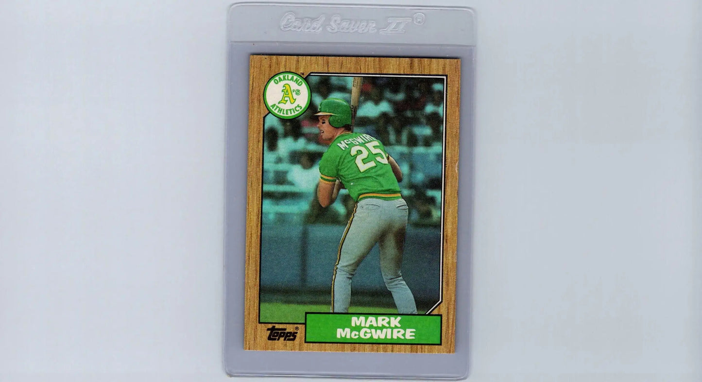 1987 Topps Mark McGwire #366 baseball card in protective case for collectors