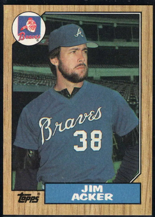 1987 Topps #407 Jim Acker EX Excellent Atlanta Braves Baseball Card - Baseball Card Single