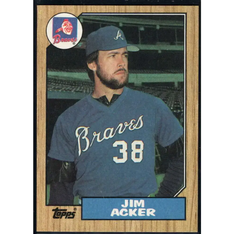 1987 Topps #407 Jim Acker EX Excellent Atlanta Braves Baseball Card - Baseball Card Single