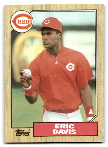 Eric Davis baseball card with original gloss from 1987 Topps Reds collection