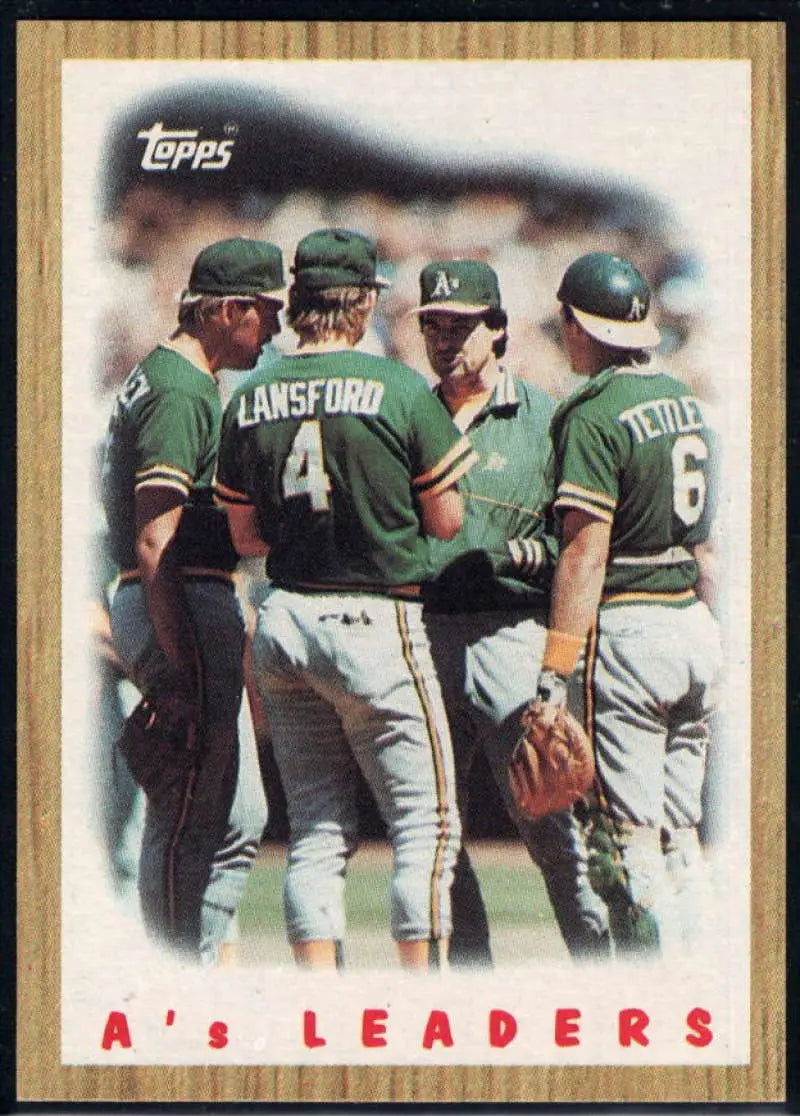 1987 Topps #456 Carney Lansford/Mickey Tettleton/Tony LaRussa EX Excellent Oakland Athletics Baseball Card - Baseball