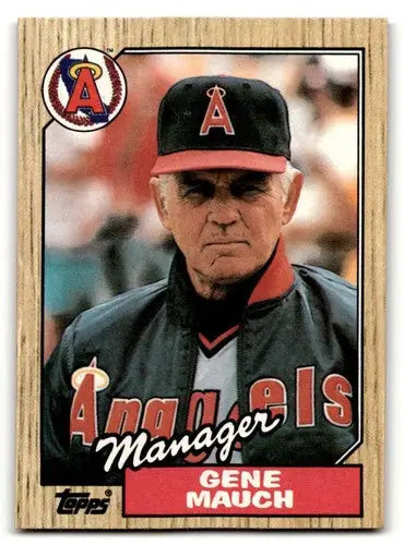 Original gloss 1987 Topps Gene Mauch California Angels baseball card image
