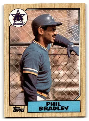 Phil Bradley Seattle Mariners baseball card from 1987 Topps #525 featuring Phil Bradley