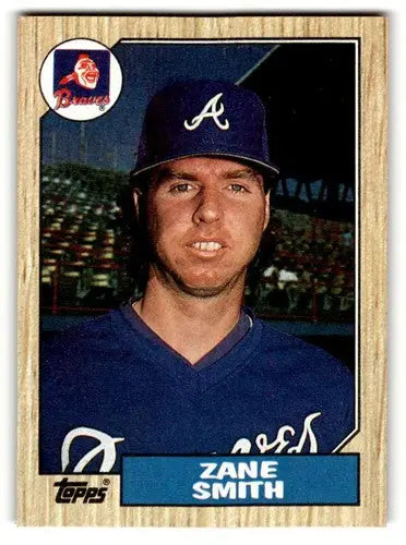 Zane Smith Atlanta Braves baseball card with original gloss from 1987 Topps series