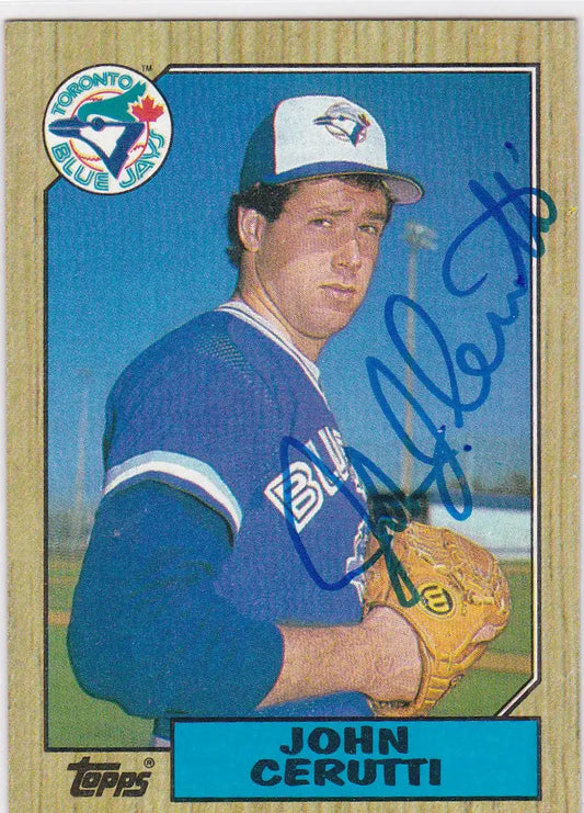 Baseball card of John Cerutti Auto TTM featuring Toronto Blue Jays pitcher in uniform