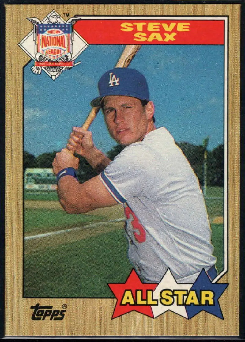 1987 Topps #596 Steve Sax EX Excellent Los Angeles Dodgers Baseball Card - Baseball Card Single