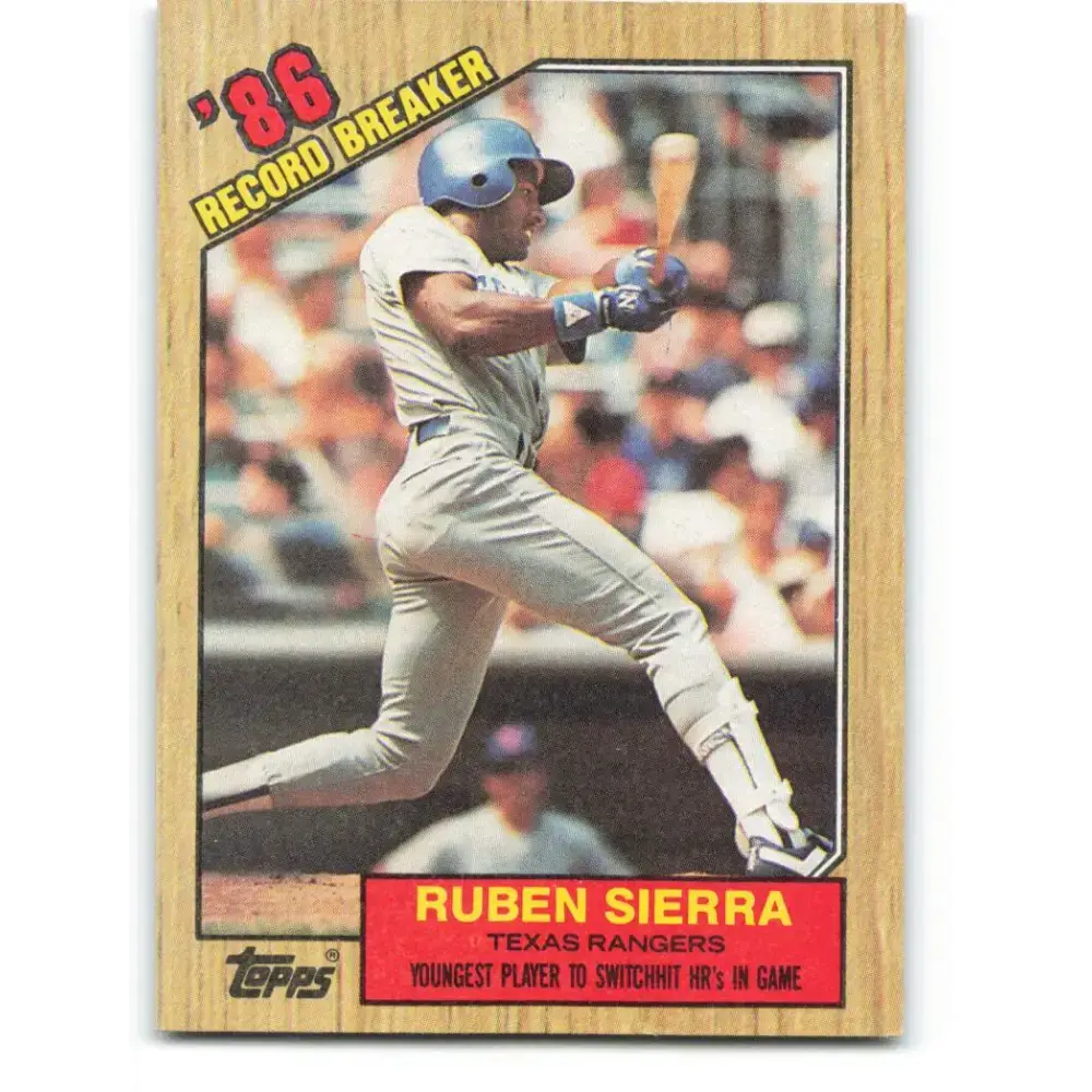 1987 Topps #6 Ruben Sierra EX Excellent Texas Rangers Baseball Card - Baseball Card Single