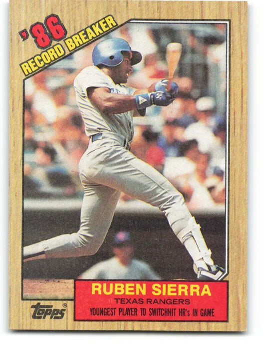1987 Topps #6 Ruben Sierra EX Excellent Texas Rangers Baseball Card - Baseball Card Single