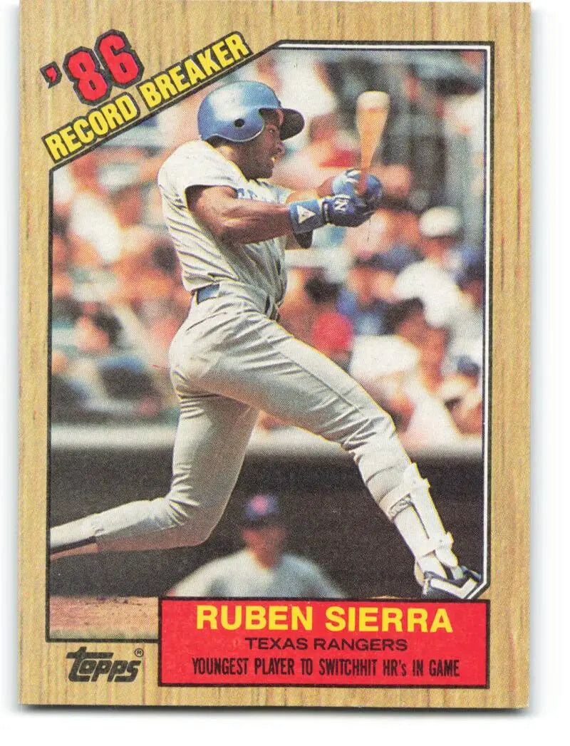 1987 Topps #6 Ruben Sierra EX Excellent Texas Rangers Baseball Card - Baseball Card Single