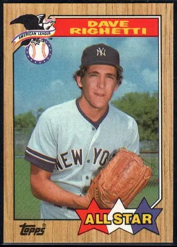 Original gloss of 1987 Topps Dave Righetti baseball card featuring Yankees player