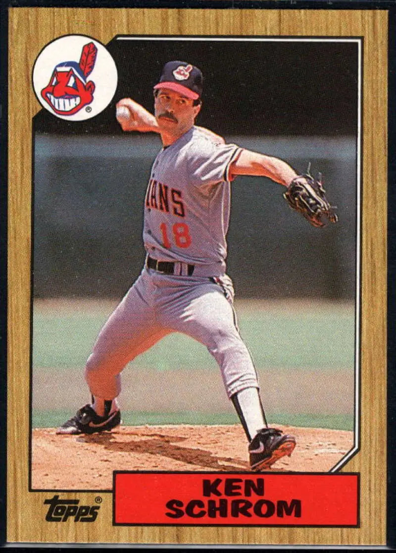 1987 Topps #635 Ken Schrom EX Excellent Cleveland Indians Baseball Card - Baseball Card Single
