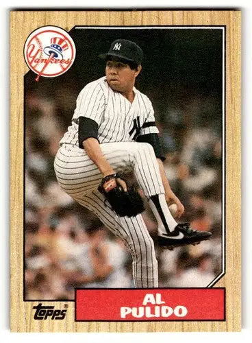 1987 Topps Al Pulido Yankees baseball card with original gloss from Yankees baseball cards collection