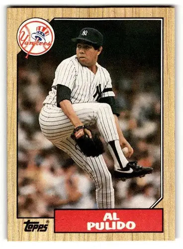 Original gloss 1987 Topps Al Pulido Yankees baseball card in excellent condition