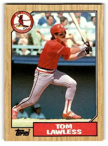 Original gloss 1987 Topps Tom Lawless Louis Cardinals baseball card front view