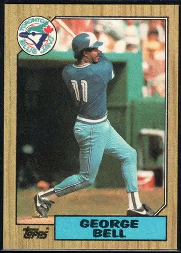 Vintage George Bell baseball card with original gloss from 1987 Topps Blue Jays series