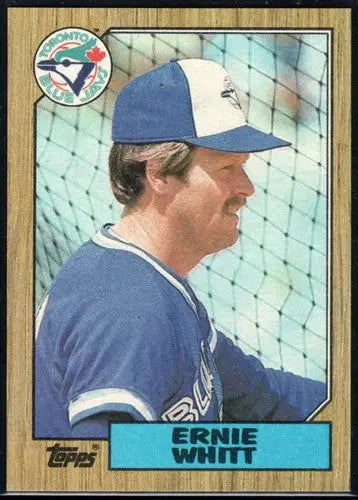 Vintage 1987 Topps Ernie Whitt baseball card with original gloss and NM-MT condition