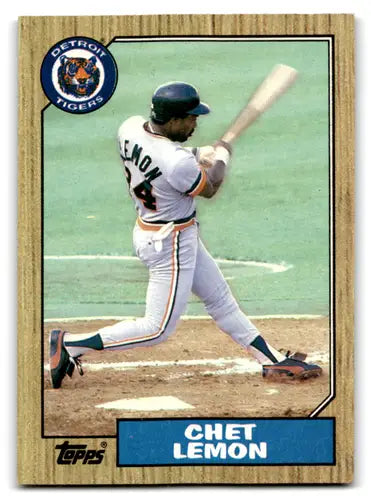 Chet Lemon baseball card from 1987 Topps with original gloss and mint Tigers quality